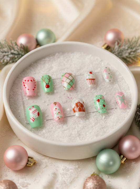 Pastel Christmas Press-On Nails