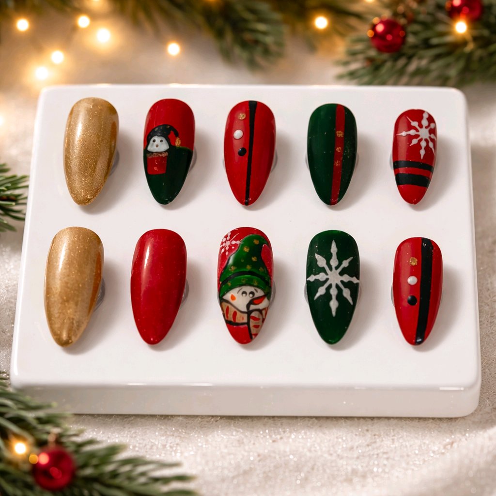 Elf & Snowflakes Christmas Press-On Set