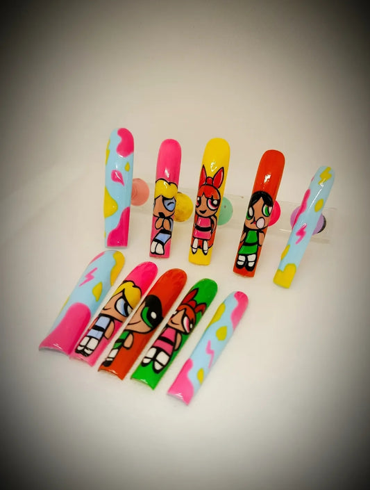 Powerpuff Girls Cartoon Press-On Nails