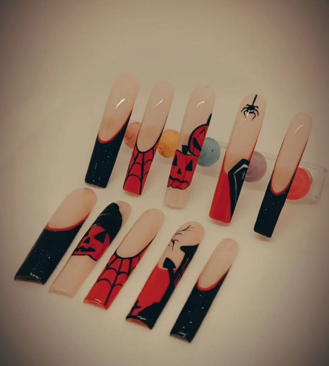 Spooky Red & Black Press-On Nails