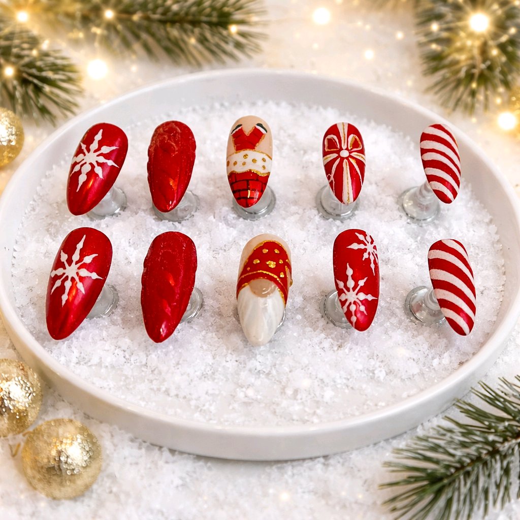 Santa Candy Christmas Press-On-Nails